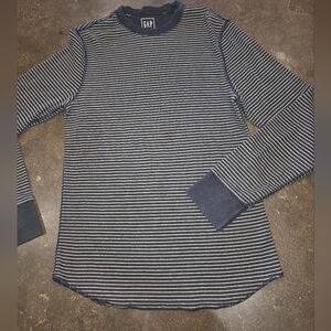 GAP Dark Blue and White Striped Crewneck Henley